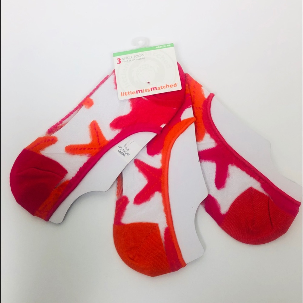Little MissMatched 3 Pink Sheer Starfish Socks